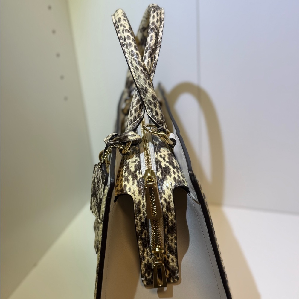 Coach White Leather Satchel with Python-Print Acc… - image 4